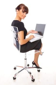 Portrait of beautiful business woman with laptop