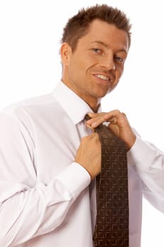 Portrait of handsome businessman isolated on white