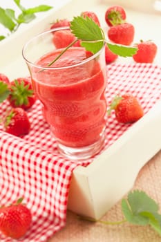 Strawberry Drink with fresh strawberries for springtime
