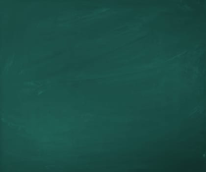An empty green blackboard, a little bit dirty, for your own presentation