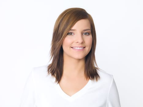 Portrait of beautiful young woman wearing white blouse