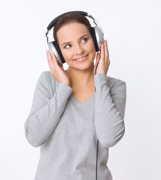 Portrait of beautiful young woman with headphones
