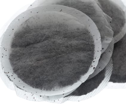 Round preforated tea bags full of english tea