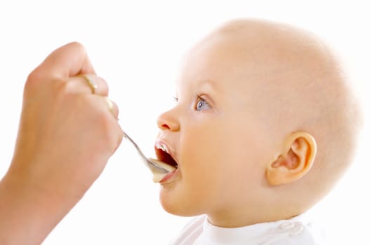 Young attractive mother and cute little baby