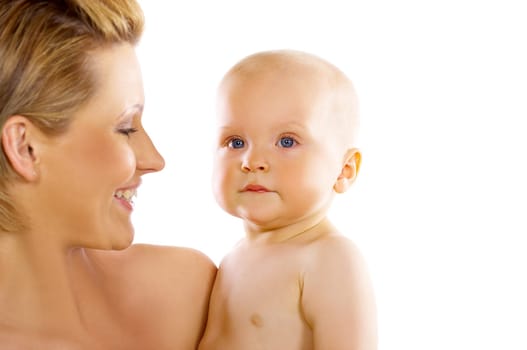 Young attractive mother with cute little baby