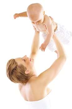 Young attractive mother with cute little baby
