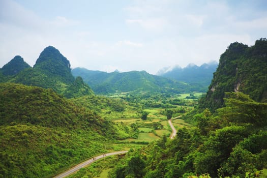 Beautiful mountain valley. Cao Banhg province. Northern Vietnam.