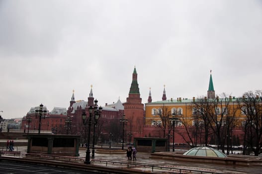Panoramic view of Moscow Kremlin and embankment, Russia