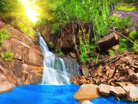Beautiful waterfall in tropical forest