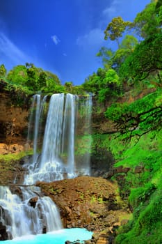 Dambri waterfall in central highland of Vietnam. HDR tonemapped