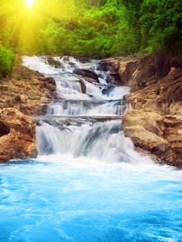 Beautiful cascade fall in tropical forest