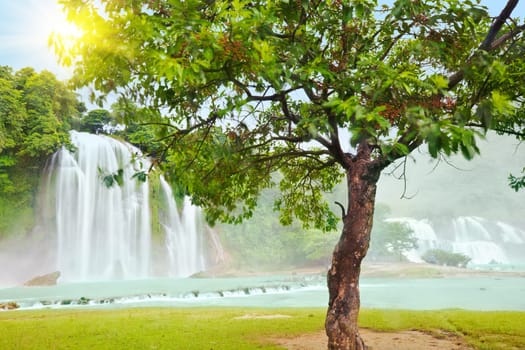 Detian and Ban Gioc waterfall along Vietnamese and Chinese board.