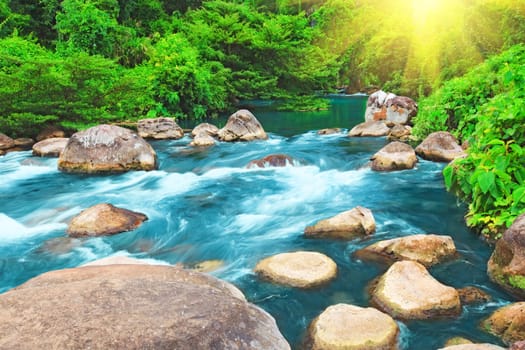 Blue water stream. Phong Nha - Ke Bang National Park. Vietnam