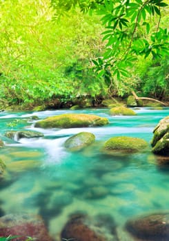 Blue water stream. Phong Nha - Ke Bang National Park. Vietnam