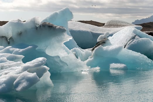 Icebergs and reflections on Lake Jokulsarlon