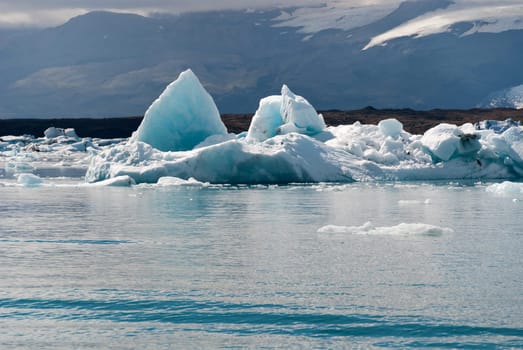 Icebergs and reflections on Lake Jokulsarlon