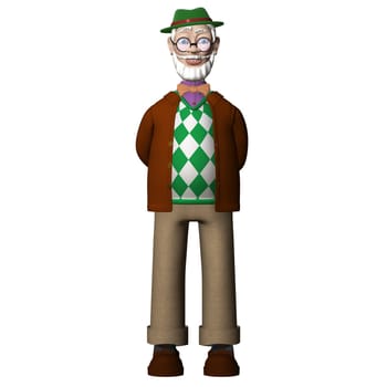 Front look on doctor Aibolit who are thinking