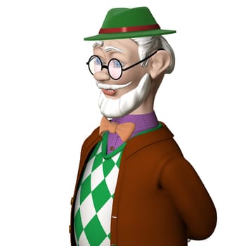 Side look on doctor Aibolit who are thinking