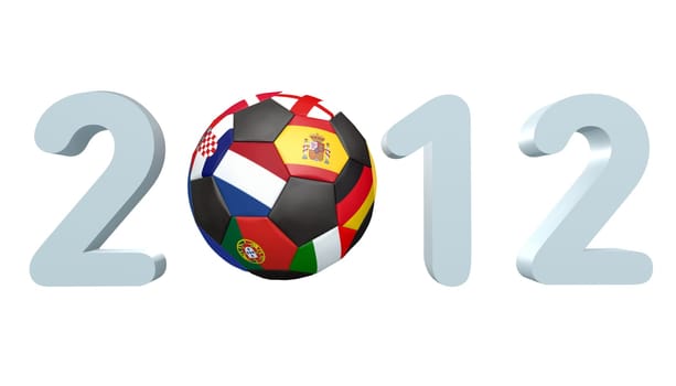 2012, 3d angled with reflection and copyspace on white