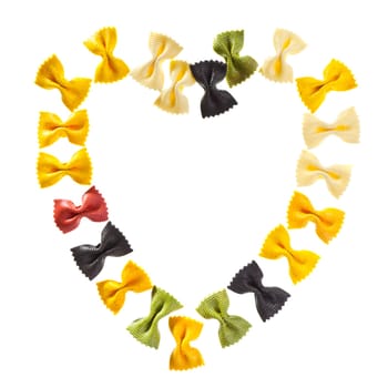 Pasta heart shaped isolated on white background