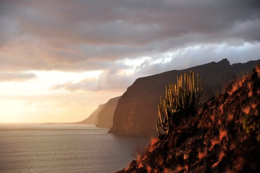 Evening atmosphere in front of Los Gigantes in Tenerife