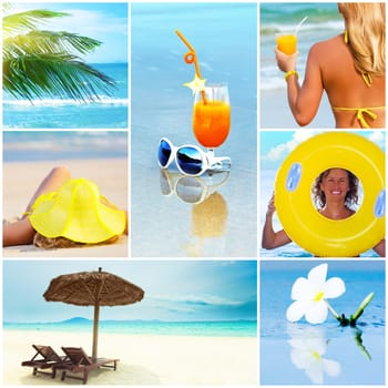 Beautiful summer collage made from tropical beach photos