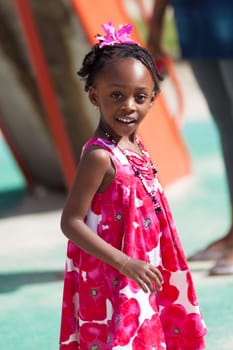 Outdoor portrait of a cute african american little girl