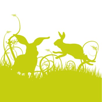 Rabbits and blades of grass