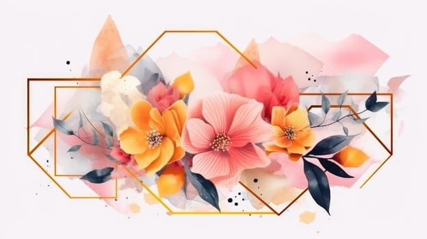 Watercolor abstract design for background of wedding or buzzy social media banner generative AI