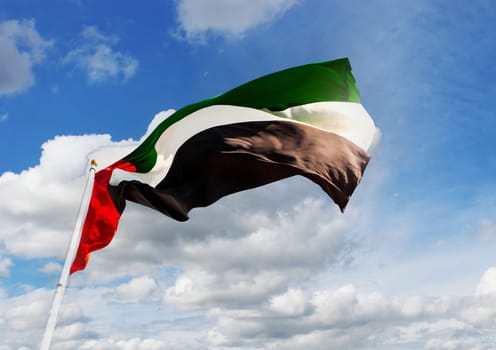 United Arab Emirates flag waving on the wind