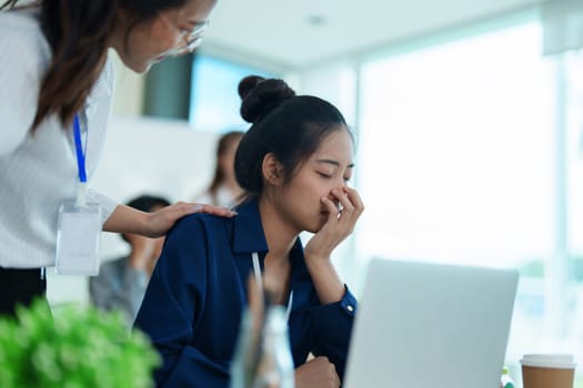 Burnout, stress and business man overworked from too much, work overload and pressure marketing corporate company. Time management, frustrated and tired employee