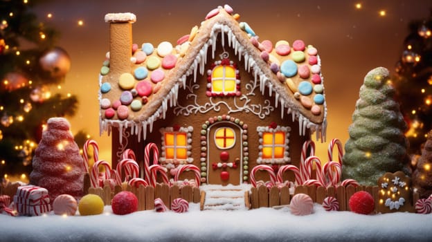 gingerbread house with christmas decoration xmas holiday sweets, ai