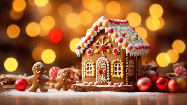 gingerbread house with christmas decoration xmas holiday sweets, ai
