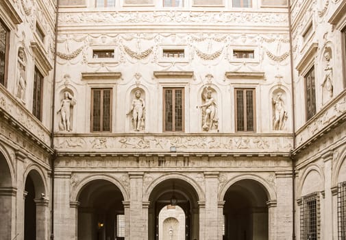 View of the inner courtyard of the Spada palace, Rome