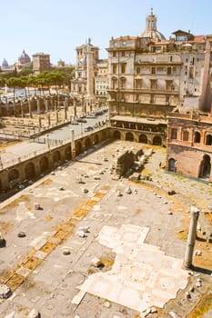 Vertical view of Trajan Forum from Trajan Market