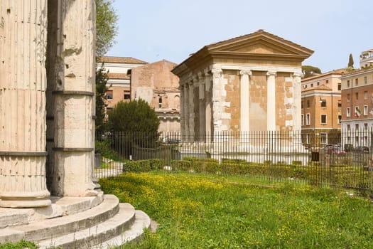 Temple of Portuno in the Forum Boarium, seen from the Temple of Hercules Victor, Rome