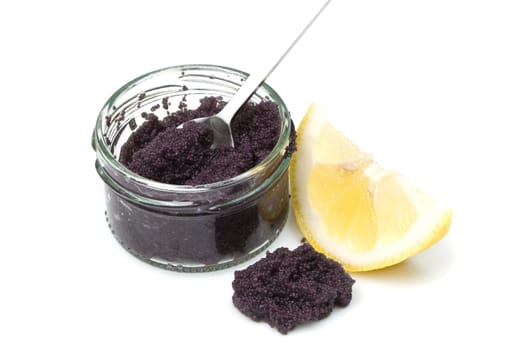black caviar on white background