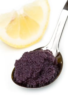 black caviar on white background