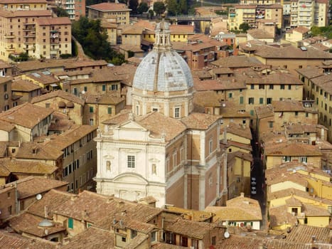 The church in the center of the community.  In Siena, Italy.