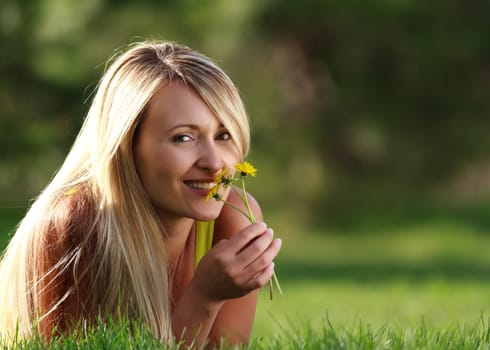 attractive woman with flower