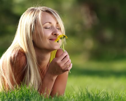 attractive woman with flower
