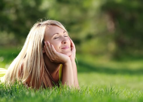 woman relaxing at the park
