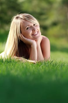 happy young attractive woman outdoors