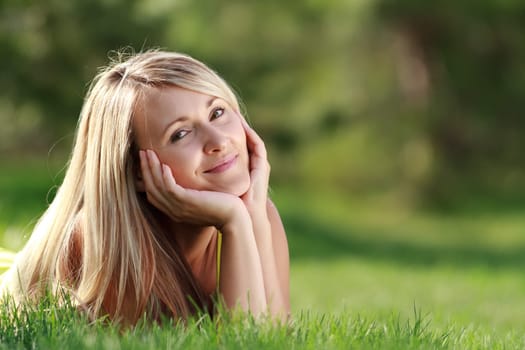 happy young attractive woman outdoors