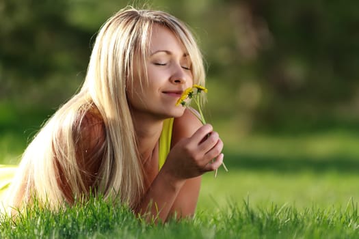 attractive woman with flower