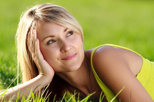happy young attractive woman outdoors