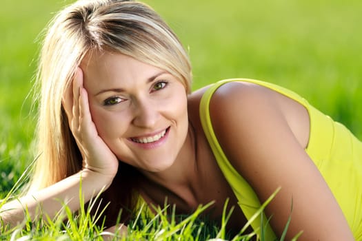 happy young attractive woman outdoors