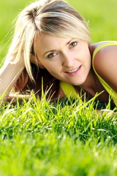 happy young attractive woman outdoors