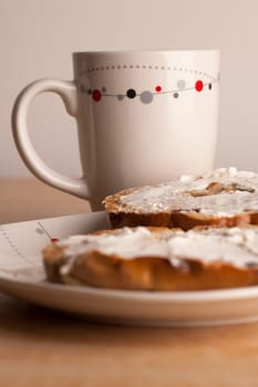 Coffee and Bagels with Cream Cheese.