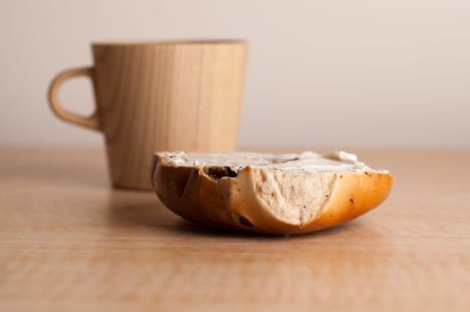 Coffee and Bagels with Cream Cheese.